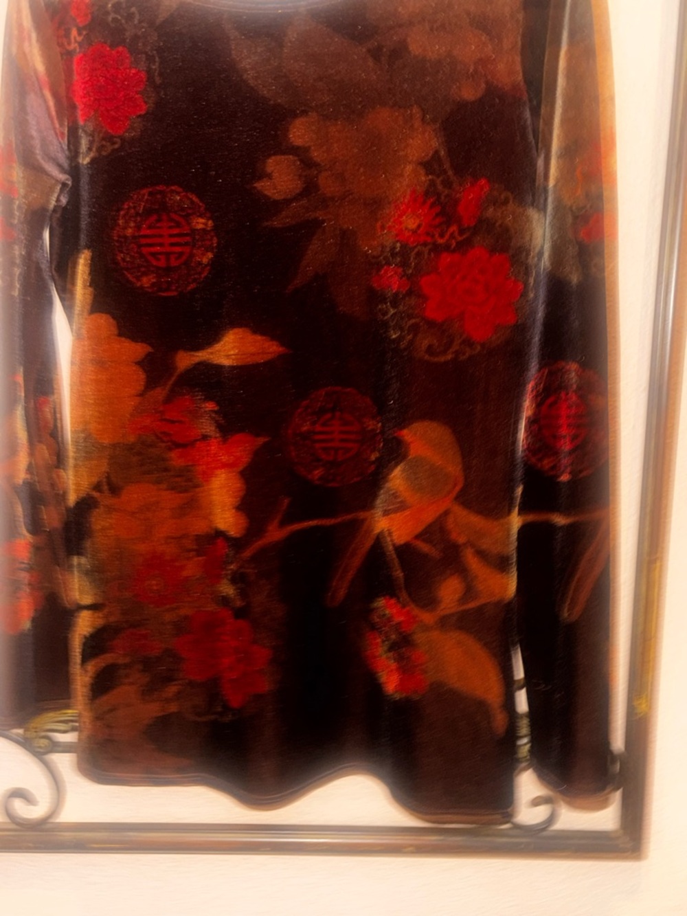 Nally & Millie Velvet Long Sleeve Top W/ Rich , Vibrant Colors - Picture 2 of 4